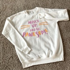 Cat Lady “Wake Up And Be Pawsome” Sweatshirt, Women’s Sz L